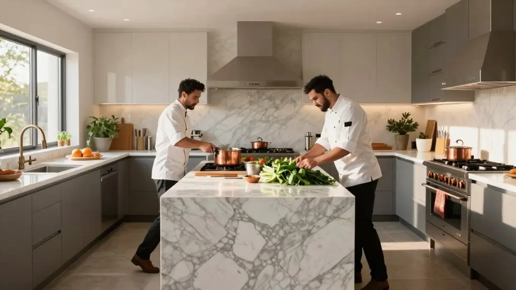 open concept kitchen island flow