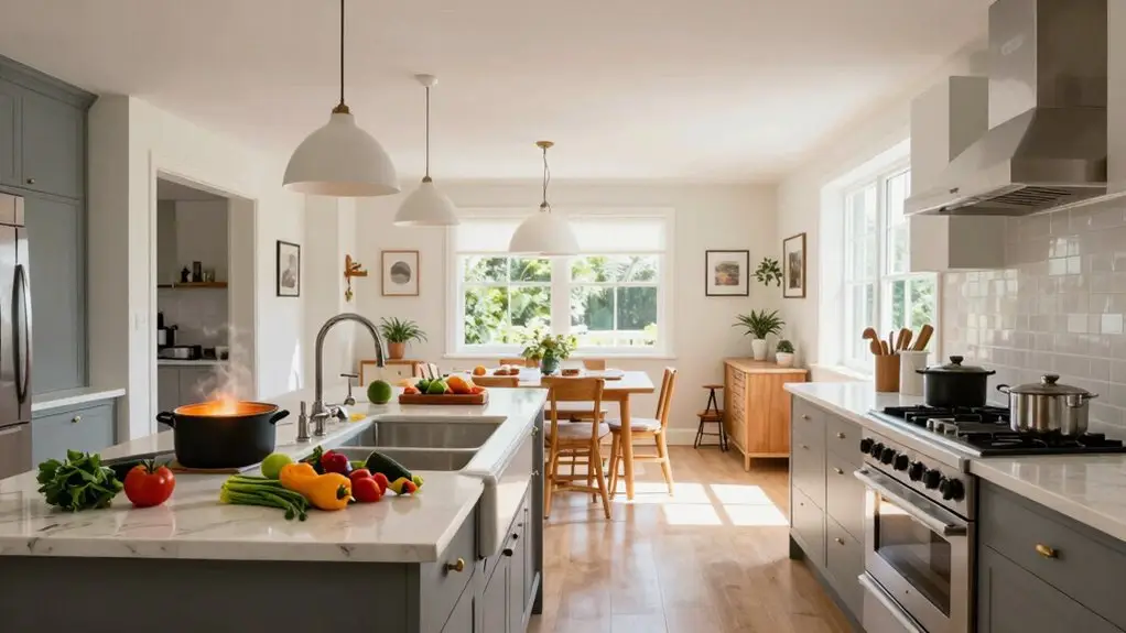 open plan island circulation clearance