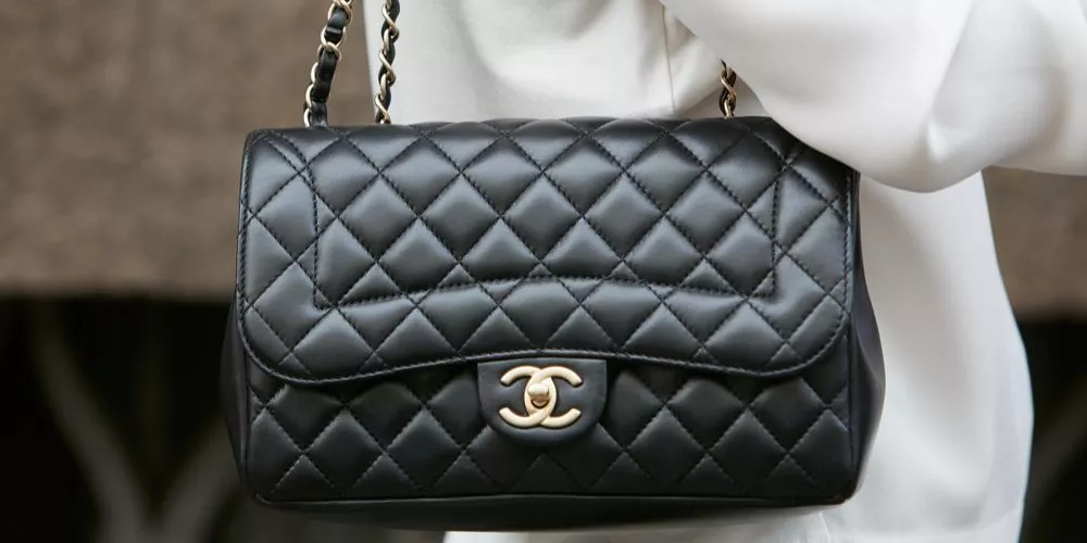 Close Up Of A Black Lambskin Leather Bag