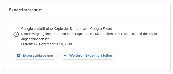 Google Takeout: Der Export