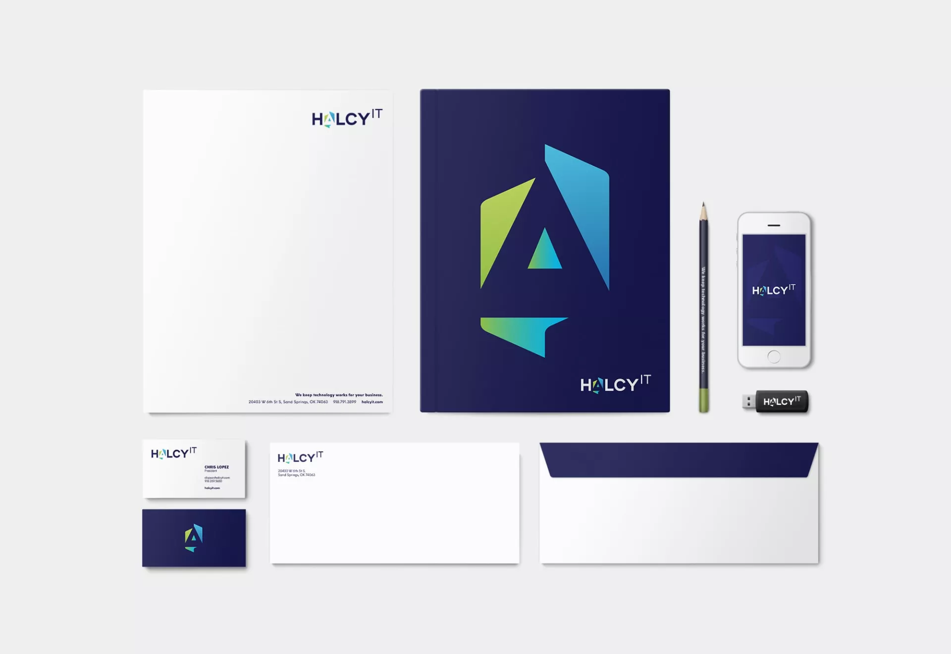 HalcyIT Logo Design on Stationary Set by Matcha Design HalcyIT Logo Design on Stationary Set