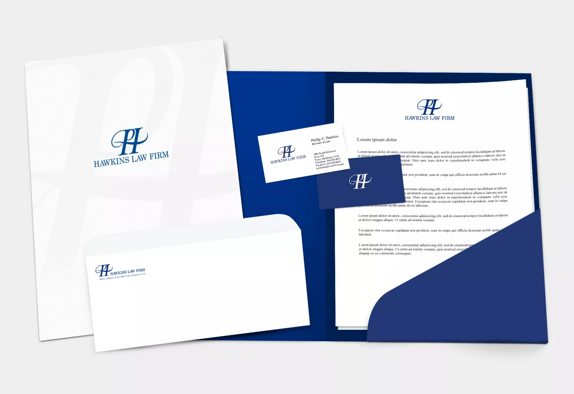 Hawkins Law Firm Brand Development Stationary by Matcha Design Hawkins Law Firm Brand Development Stationary