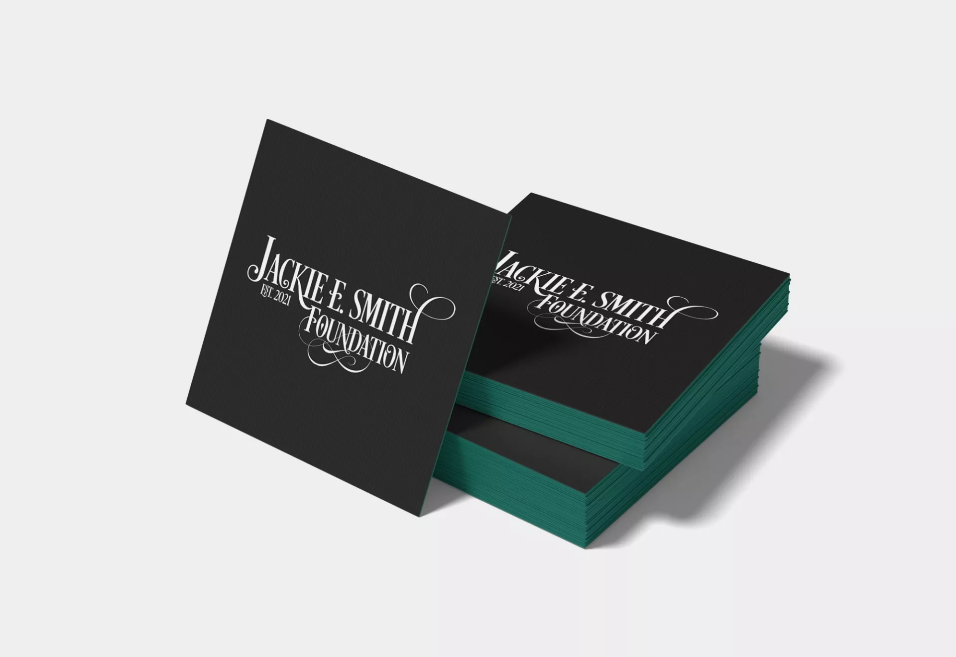 Jackie E. Smith Foundation Logo Design on card by Matcha Design Jackie E. Smith Foundation Logo Design on card