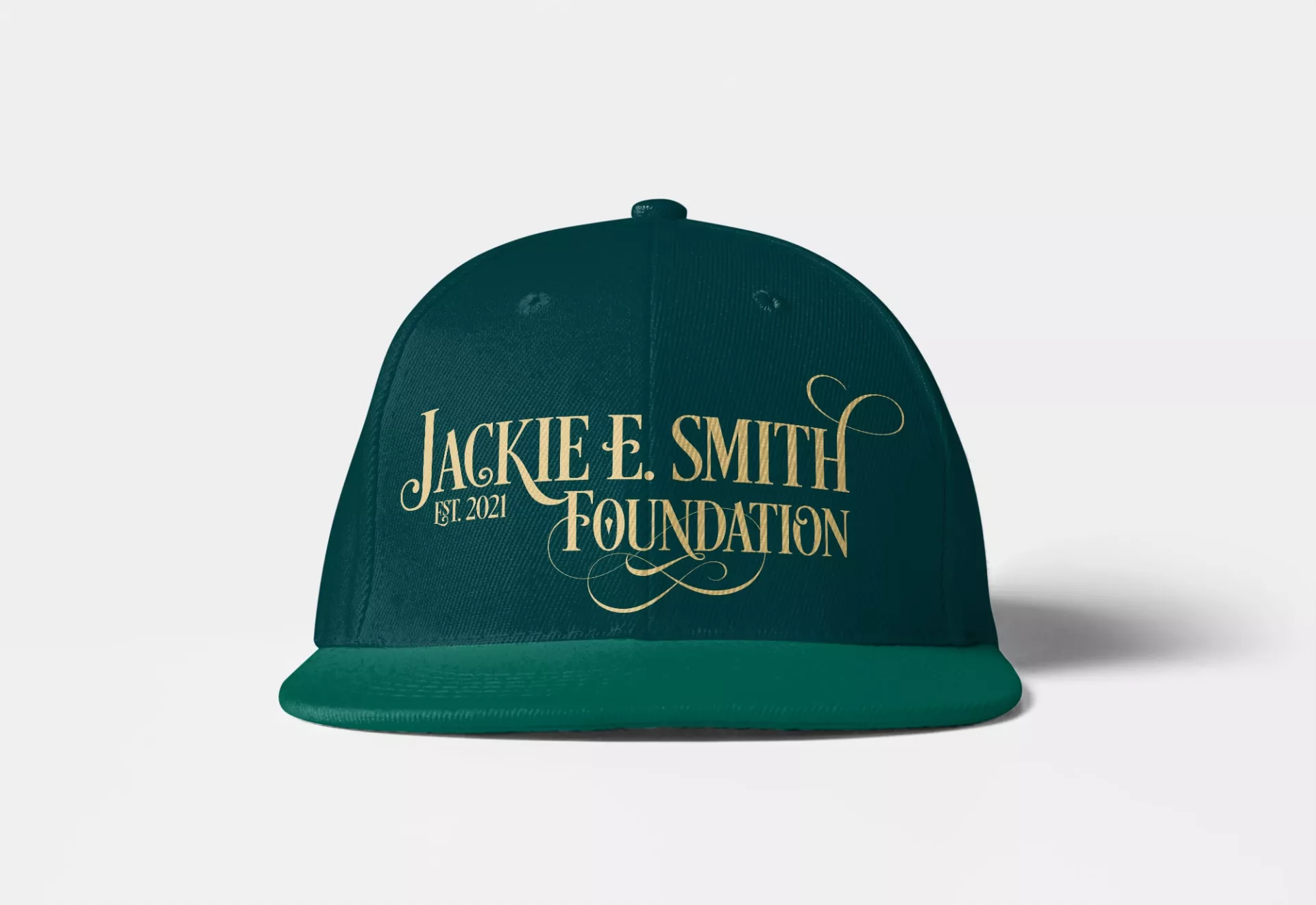 Jackie E. Smith Foundation Logo Design on baseball cap by Matcha Design Jackie E. Smith Foundation Logo Design on baseball cap