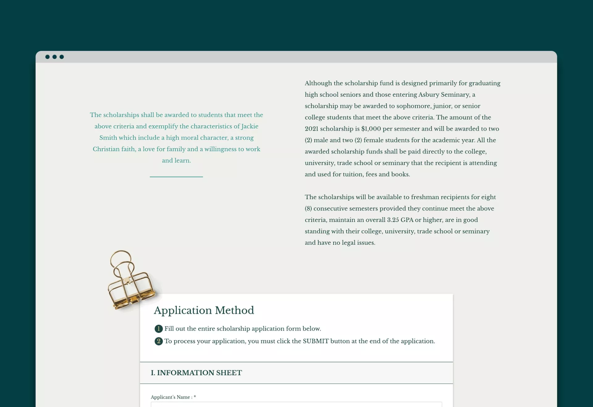 Jackie Smith Foundation Website Design & Development Application Requirement by Matcha Design Jackie Smith Foundation Website Design & Development Application Requirement