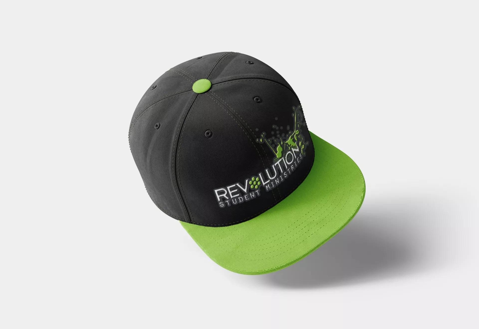 Revolution Student Ministries Logo Design on Baseball Cap by Matcha Design Revolution Student Ministries Logo Design on Baseball Cap
