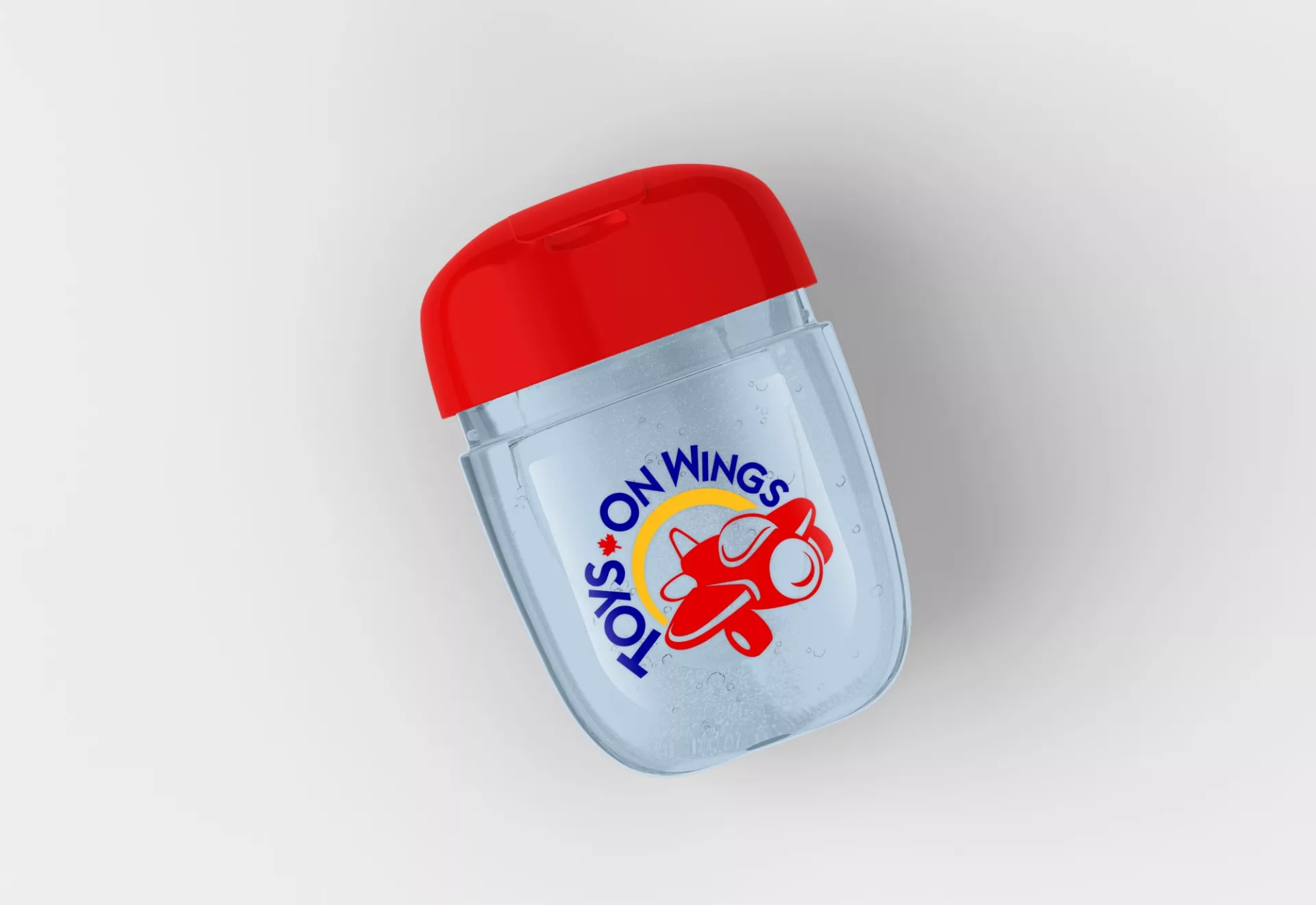 Toys on Wings Logo Design on Hand Sanitizer by Matcha Design Toys on Wings Logo Design on Hand Sanitizer
