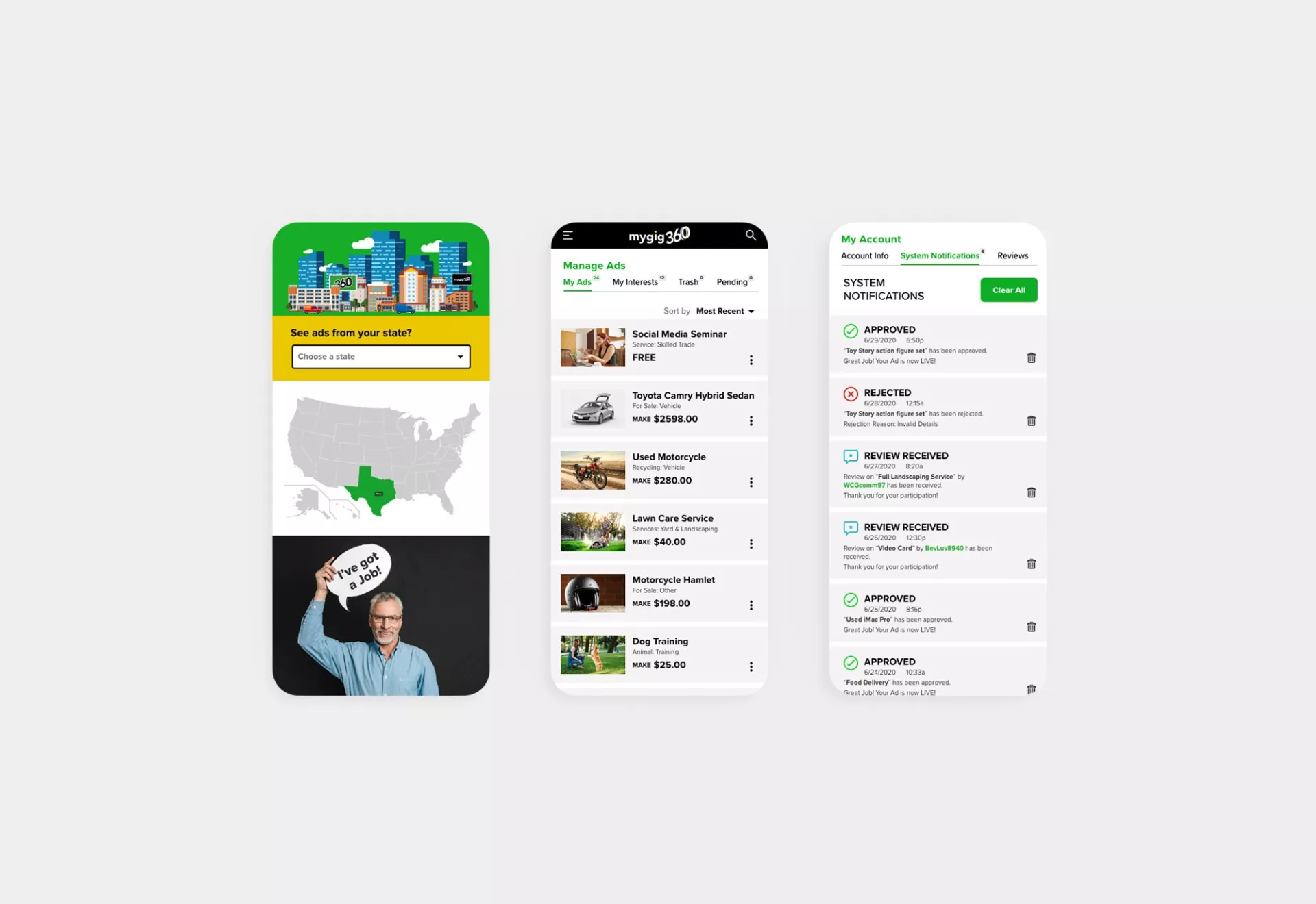 MyGig 360 UX/UI Development by Matcha Design MyGig 360 UX/UI Development