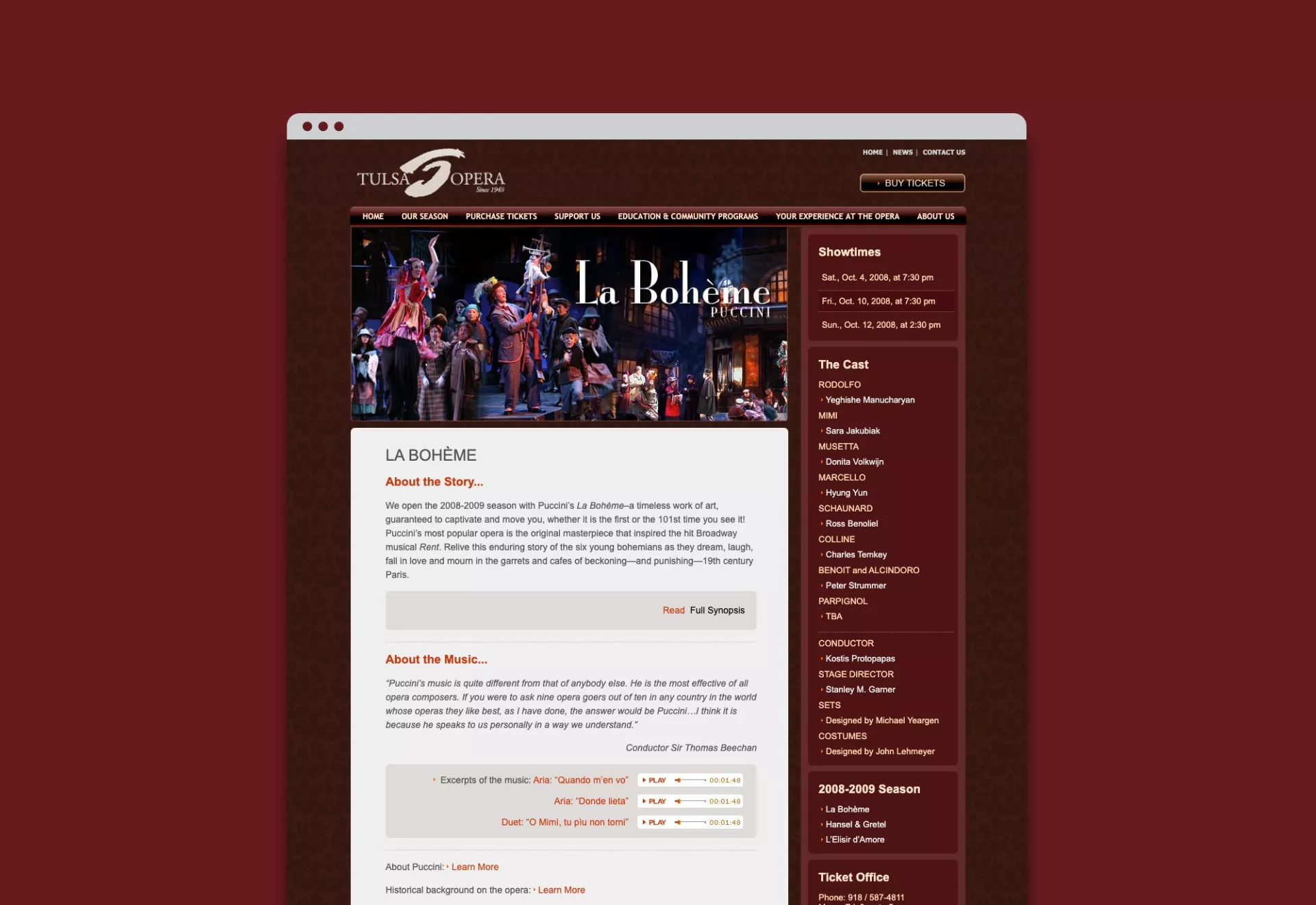 Tulsa Opera Website Design & Development by Matcha Design Tulsa Opera Website Design & Development