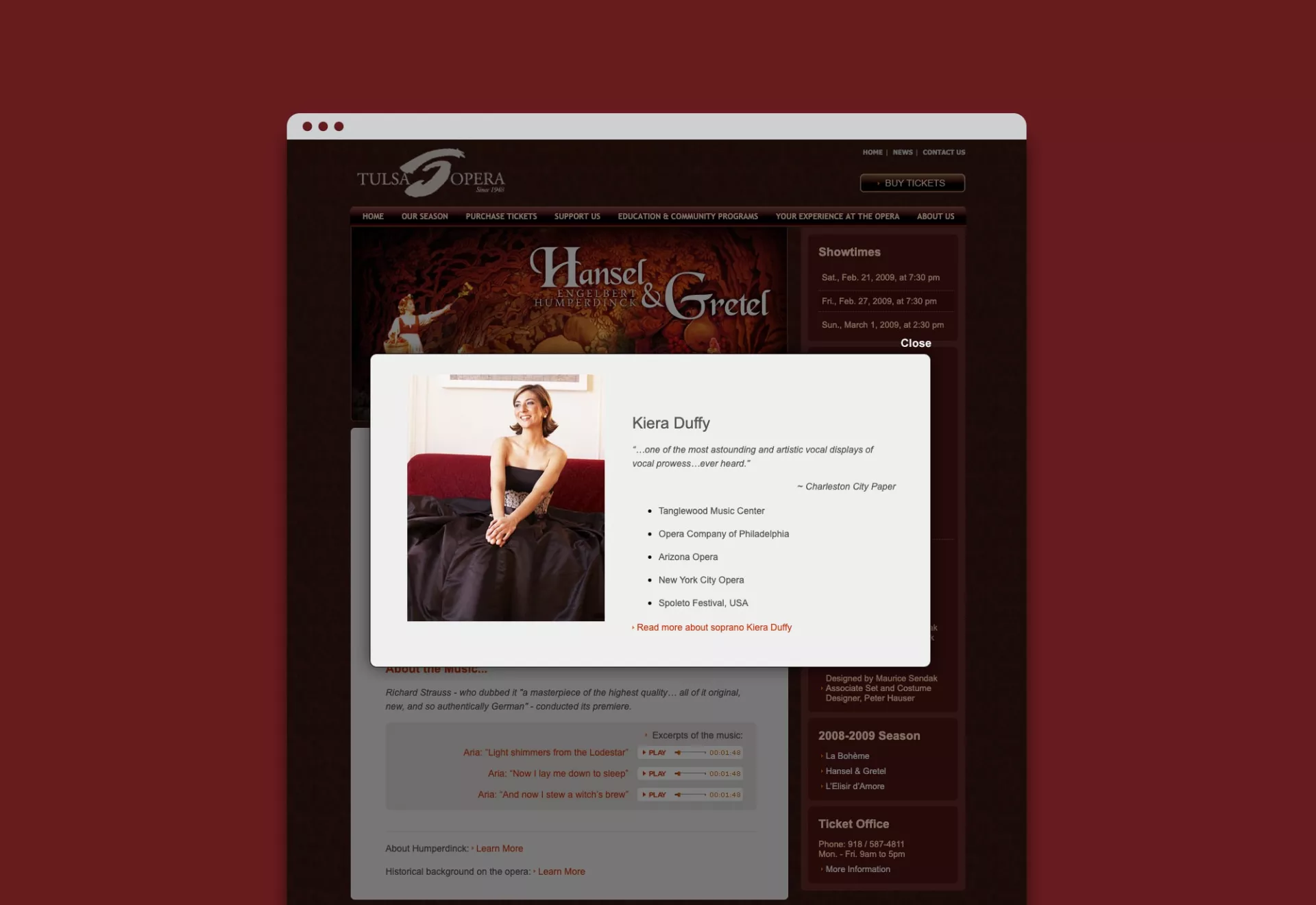 Tulsa Opera Website Design & Development by Matcha Design Tulsa Opera Website Design & Development