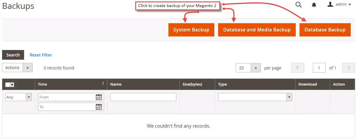 Choose Backup Type