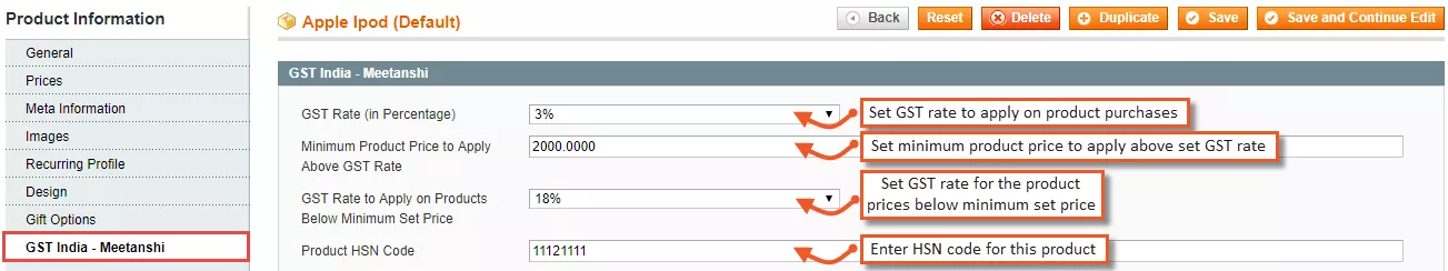 8 Product Specific GST Settings