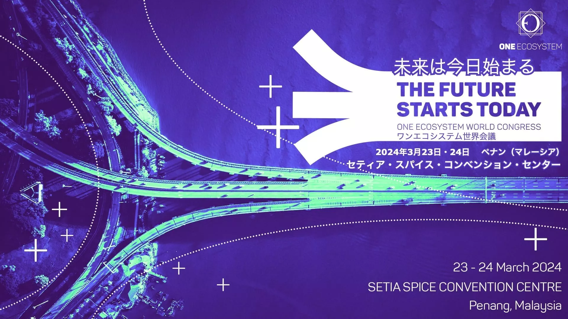 2024未来ポスターは、エコシステム世界会議におけるONE ECOSYSTEMを紹介しています。