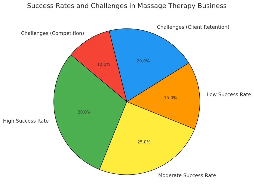 Top 10 Innovative Ideas for Massage Therapy Business Startups 1 Success Rates and Challenges Pie chart of Massage Therapy Business.