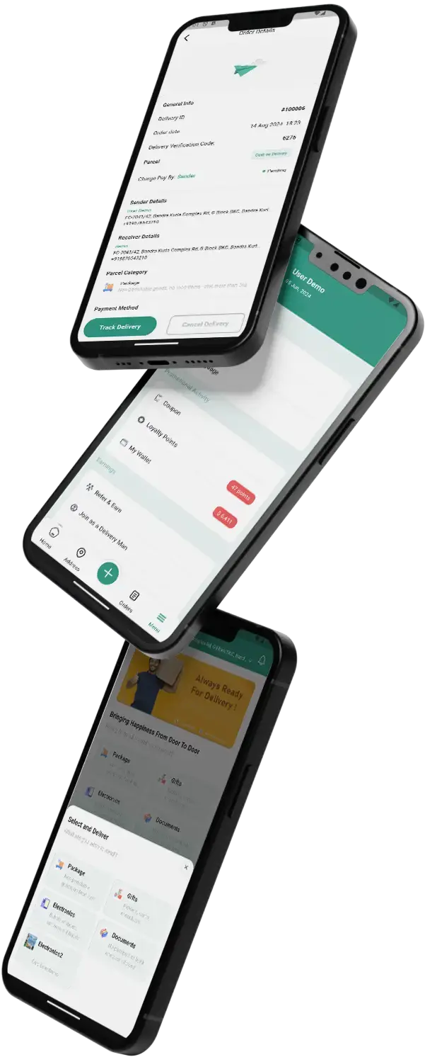 Dunzo Clone 8 Dunzo clone App UI Triple Screen Display