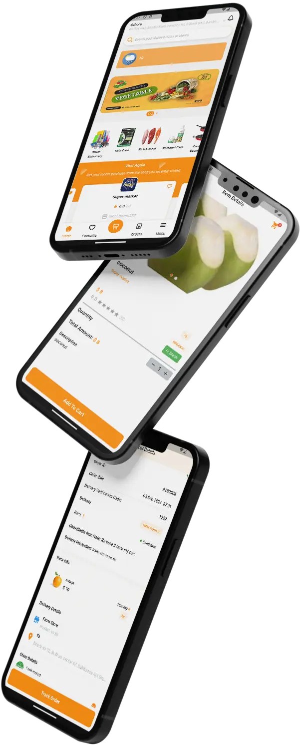 Instacart Clone 8 Instacart Clone Mobile App Triple Screen View.