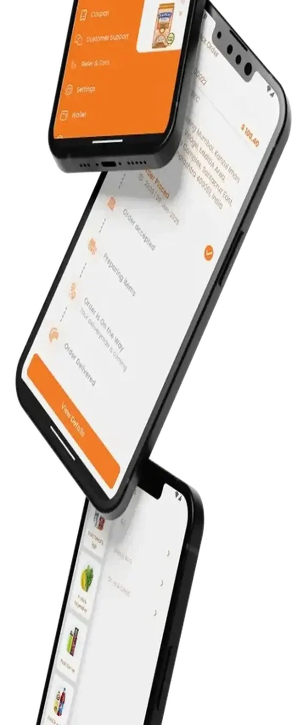 Blinkit Clone 8 Blinkit Clone Mobile App Triple Screen View.