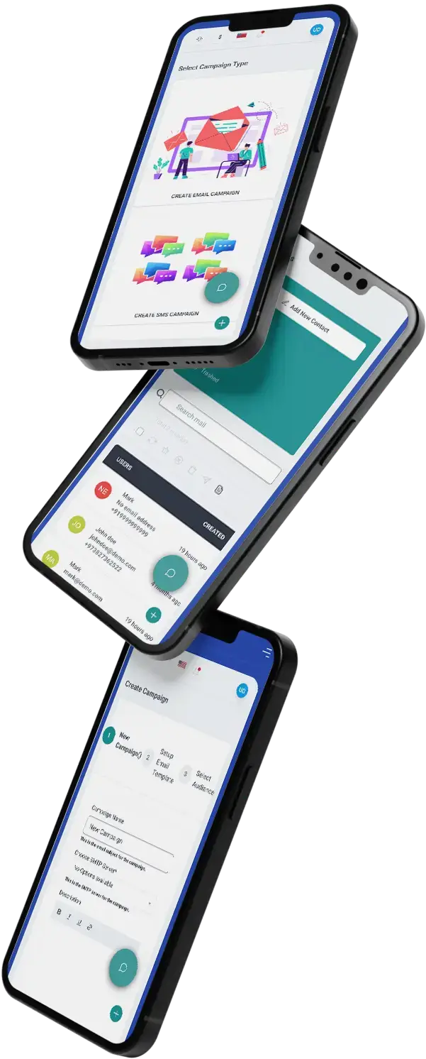 Mailchimp Clone 8 Mailchimp clone App UI Triple Screen Display