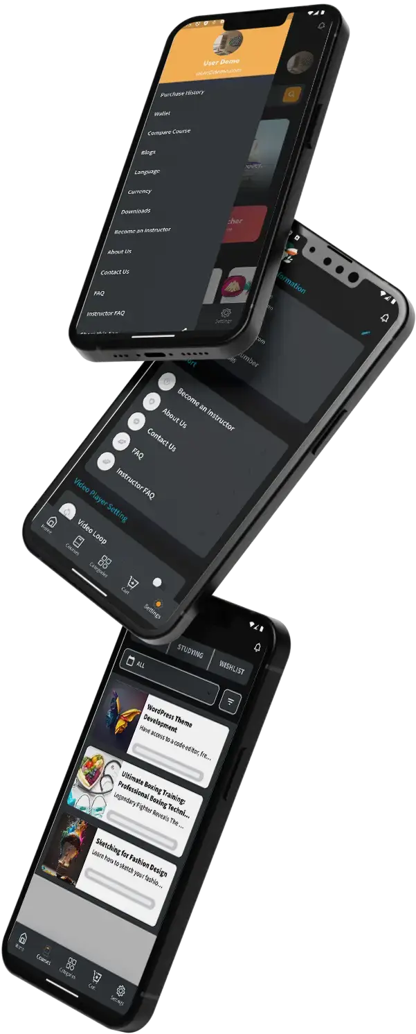 Byju's Clone 8 Byjus Clone UI showcasing a triple screen display interface.