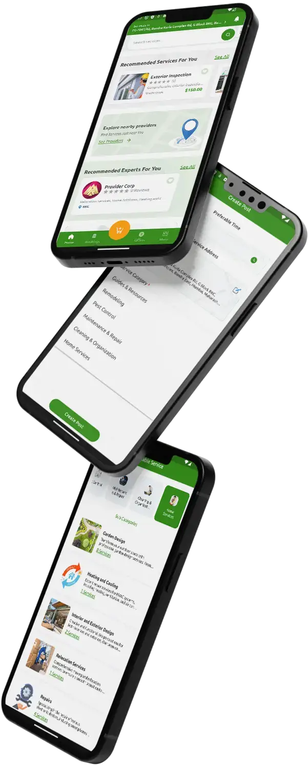 Thumbtack Clone 8 Thumbtack Clone App UI Triple Screen Display