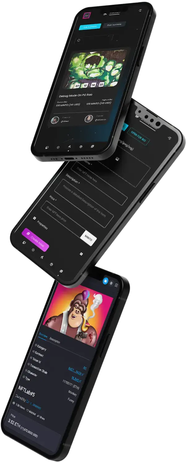Opensea Clone 8 Opensea Clone App UI Triple Screen Display