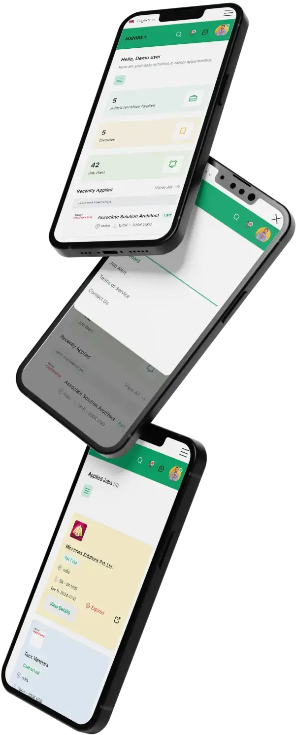 Job Portal 8 Job Portal App Design - Three Mobile Screens Overview.
