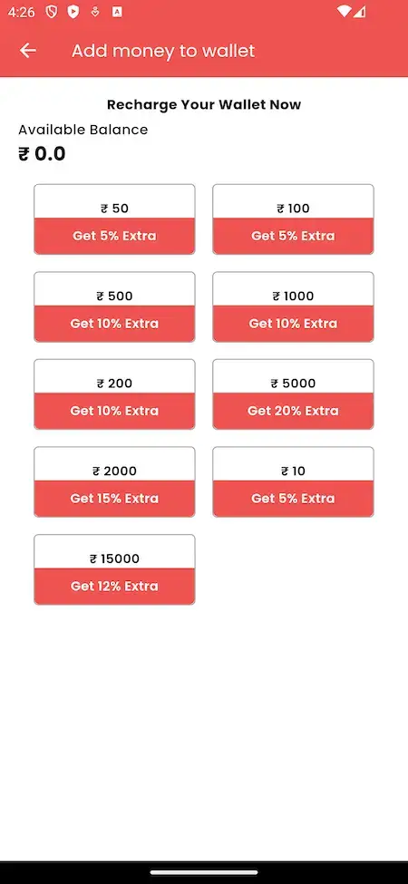 Astrotalk Clone 18 Astrotalk Clone – Add Money to Wallet Screen Display.