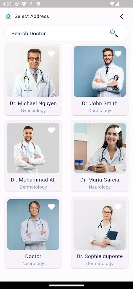 Practo Clone 13 Practo Clone Search and find doctors easily on this screen.