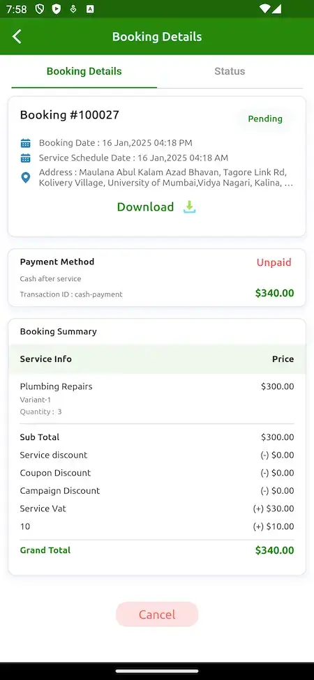 Thumbtack Clone 13 Thumbtack Clone booking Details Page Display