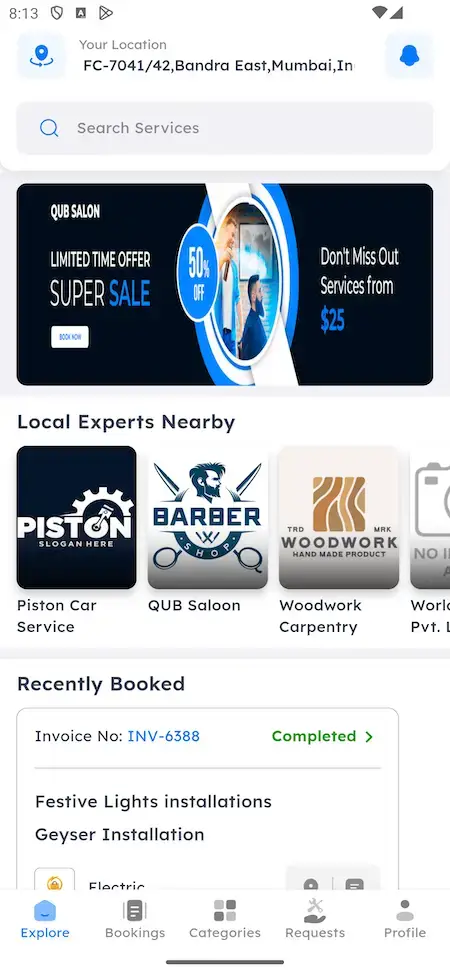 Uber for X 16 Uber for x-Inspired Mobile App homepage Screen
