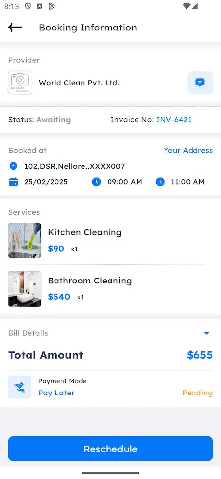 Uber for X 14 Uber for x-Inspired Mobile App booking information Screen