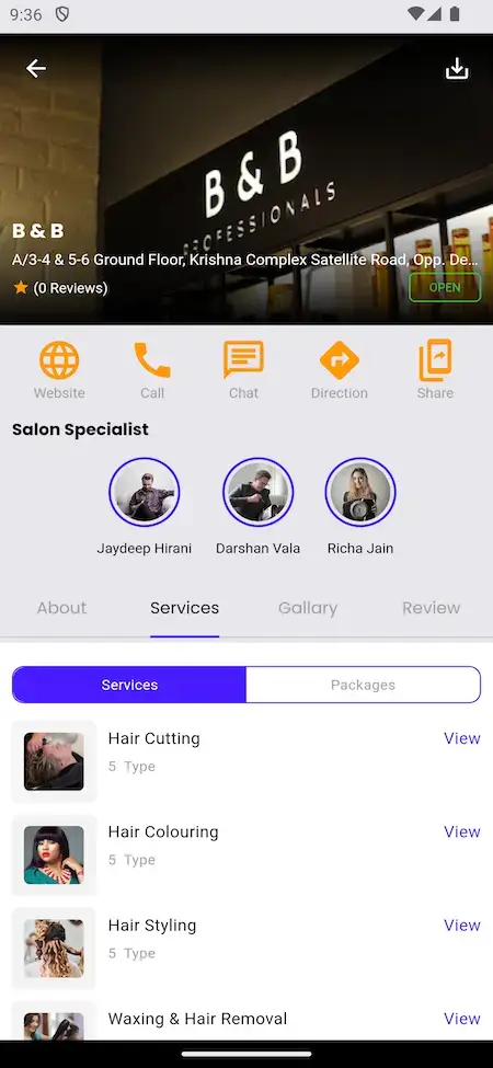 Uber for Massage 19 Uber for Massage Mobile App Salon Services Screen.