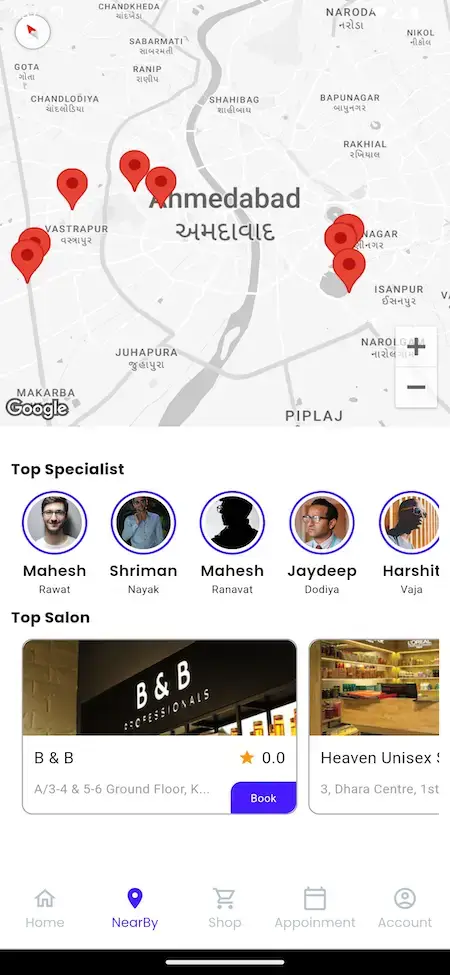 Uber for Massage 17 Uber for Massage Mobile App Nearby Location Screen.