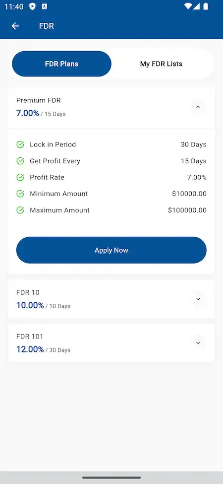 Banking Solution 20 Banking solution fdr plans Details Screen