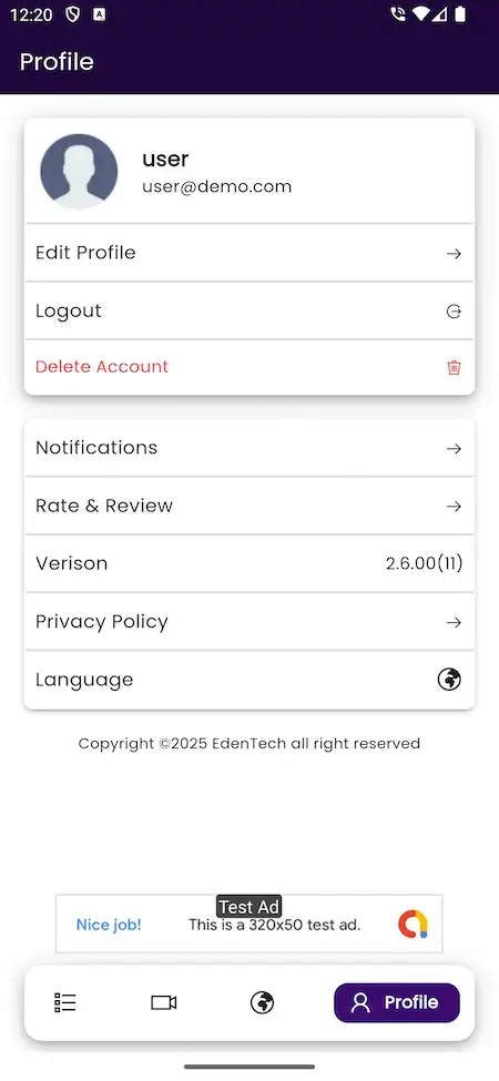 Zoom Clone 19 Zoom clone Mobile App User profile Screen.