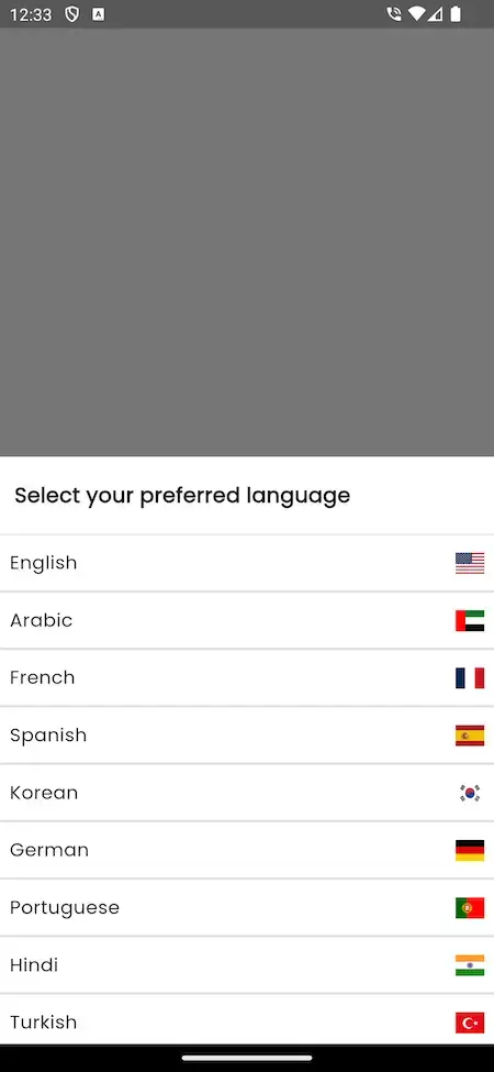 Zoom Clone 17 Zoom clone Mobile App Language Preferred Screen.
