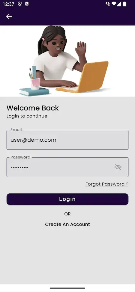 Zoom Clone 21 Zoom clone Mobile App User Login Screen.