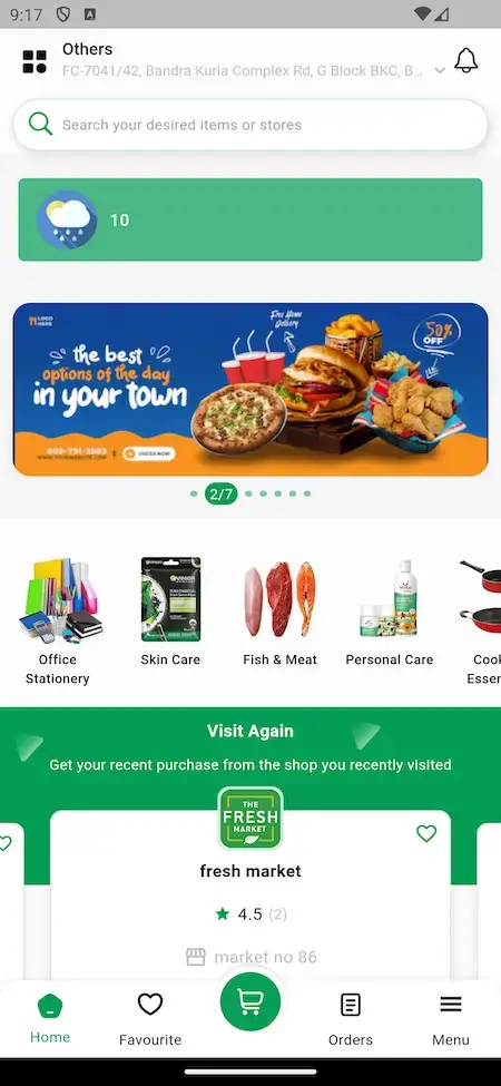 Glovo Clone 15 Home Screen Sliders & Categories Glovo Clone App