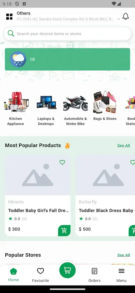 Glovo Clone 16 Glovo Alternative Categories and Popular Products Screen.