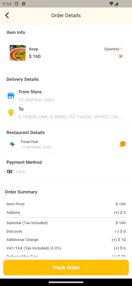 Talabat Clone 17 Talabat Clone order details Summary Screen
