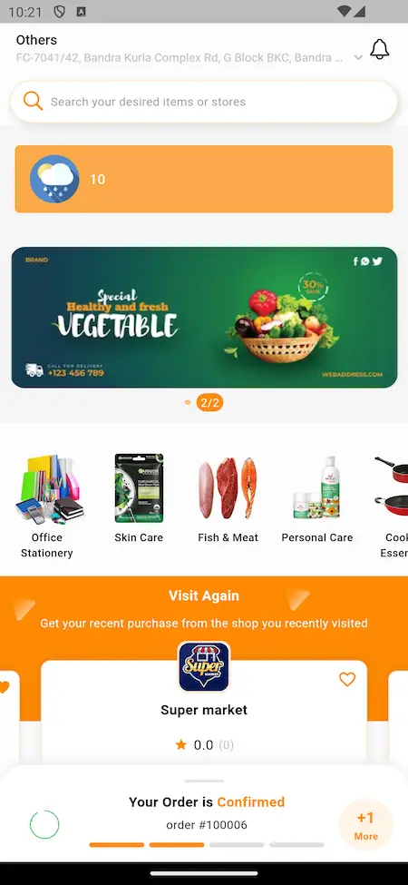 FreshDirect Clone 15 Order confirmation screen of a Freshdirect clone with purchase details.