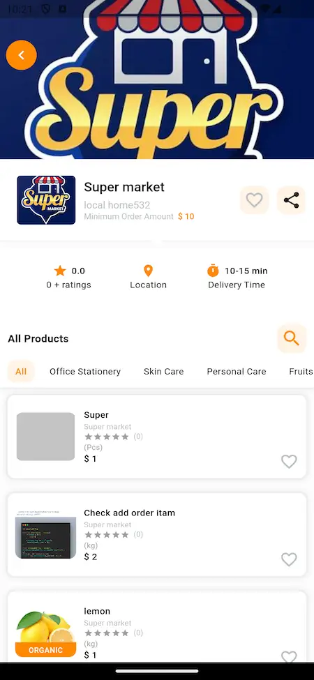 Instacart Clone 18 Store Page with Listed Items Screen Instacart Like Mobile App
