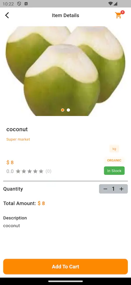 FreshDirect Clone 14 Freshdirect clone item details screen showcasing product information and options.