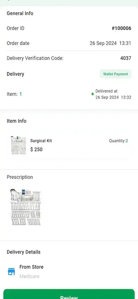 Netmeds Clone 19 Order details & Review Screen - Netmeds Alternate App