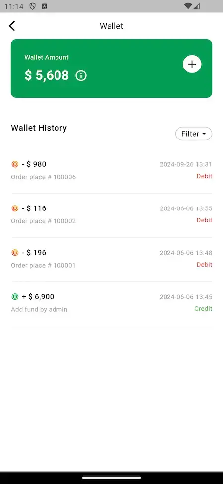 1mg Clone 20 1mg Clone wallet screen displaying user balance and transaction details