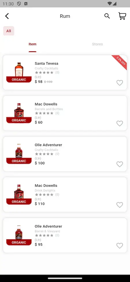 Vivino Clone 15 Vivino Clone - Mobile App Item Listing Screen