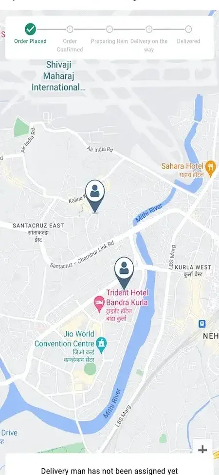 Uber Delivery Clone 16 Order Tracking Map Screen - Uber Delivery Clone App