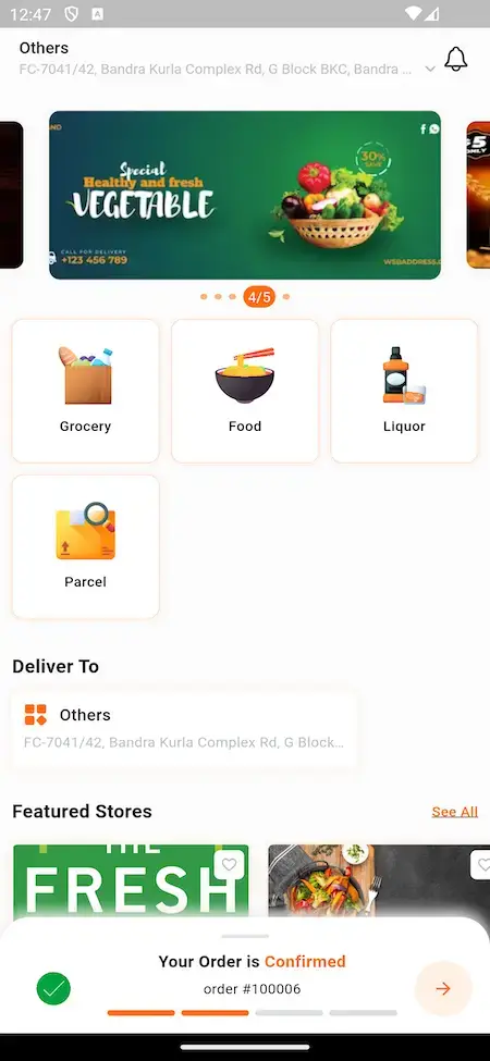 Swiggy Clone 18 Swiggy Clone Mobile App Order Confirmed Screen.