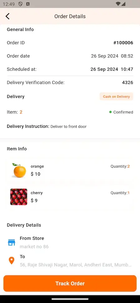 Swiggy Clone 21 Swiggy Clone Mobile App Order Details Screen.