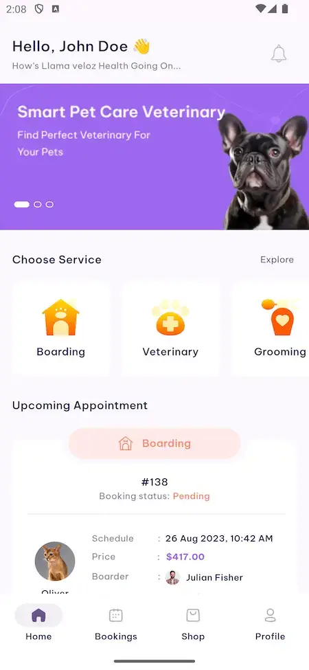 Rover Clone 21 Rover Inspired App Home Screen with Featured Services and Bookings
